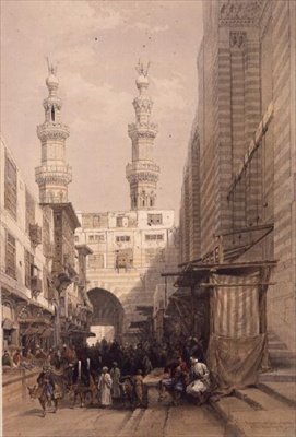 Minaretes y Gran Entrada a la Mezquita de los Metwalys, El Cairo, de "Egipto y Nubia", Vol.3 de David Roberts