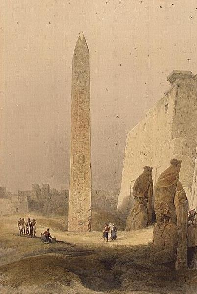 Obelisco en Luxor, de "Egipto y Nubia", Vol.1 de David Roberts