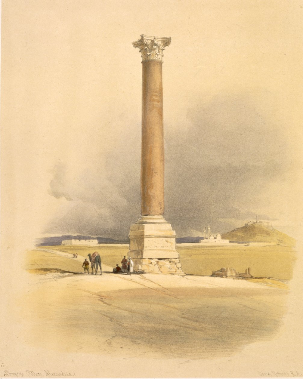 Columna de Pompeyo, Alejandría, de "Egipto y Nubia", Vol.1 de David Roberts