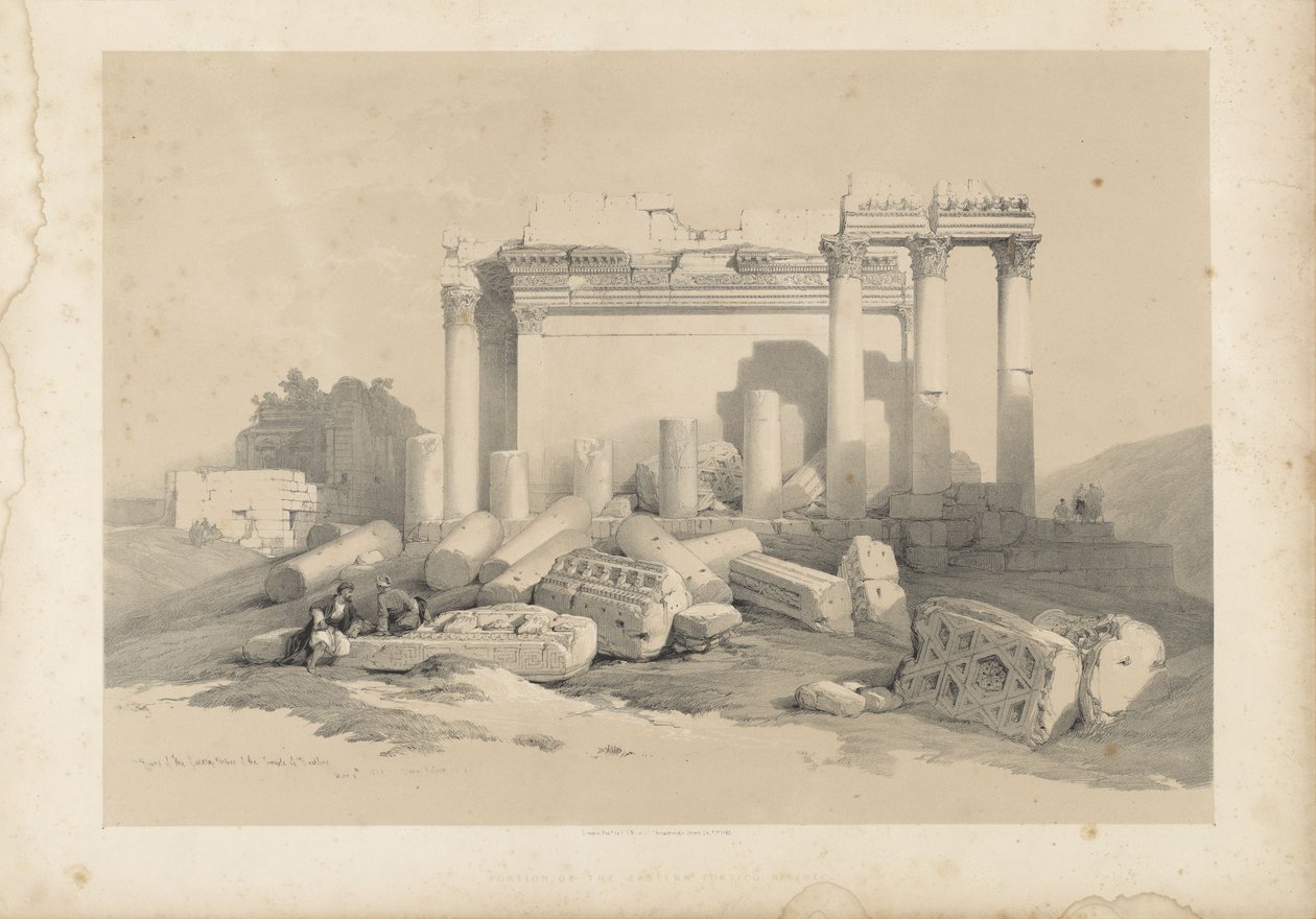 Ruinas del pórtico oriental del templo de Baalbec de David Roberts