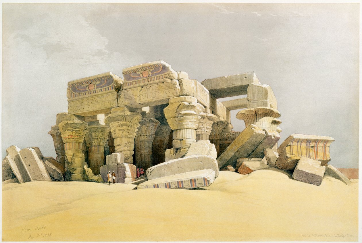 Ruinas del Templo de Kom Ombo, Egipto, c. 1845 de David Roberts
