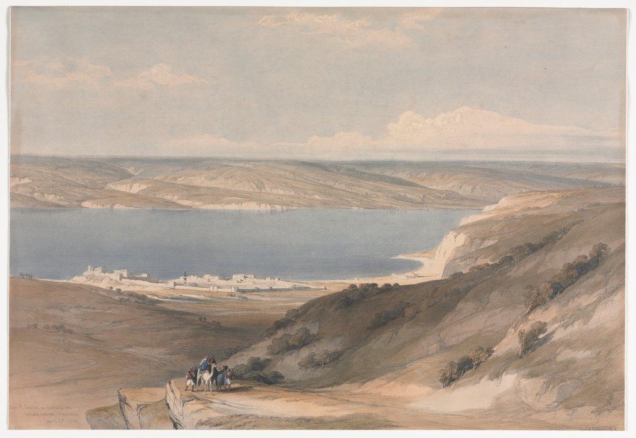Mar de Galilea en Genezareth mirando hacia Bashan, 1839 de David Roberts