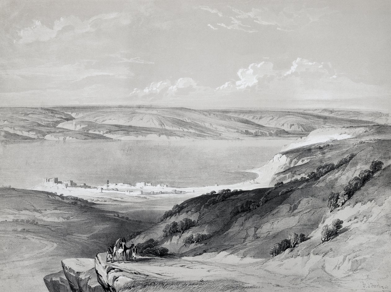 Mar de Galilea, del Viaje a Tierra Santa, litografía de David Roberts de David Roberts