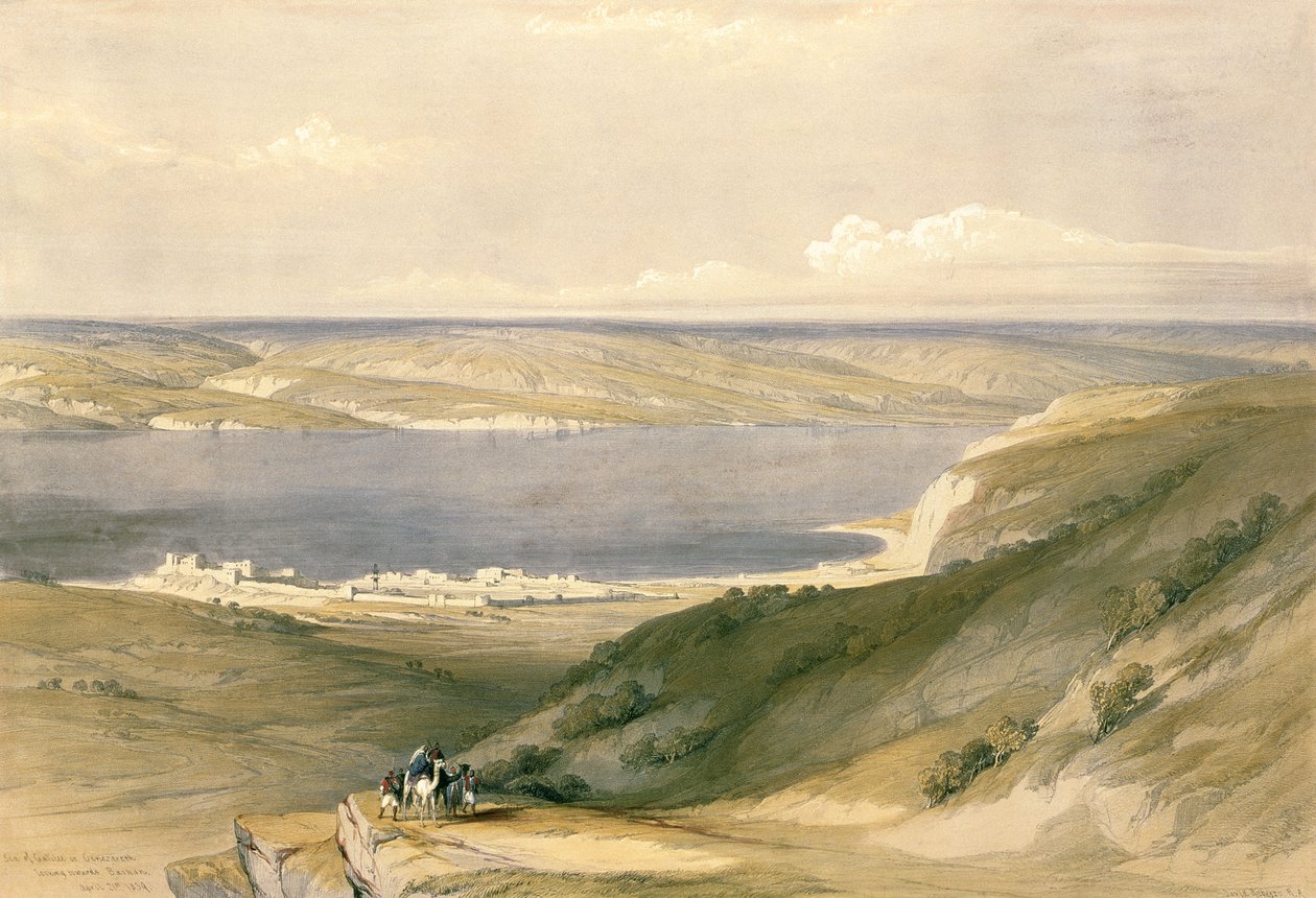 Mar de Galilea o Genesaret, mirando hacia Basán, 21 de abril de 1839, placa 36 del Volumen I de 