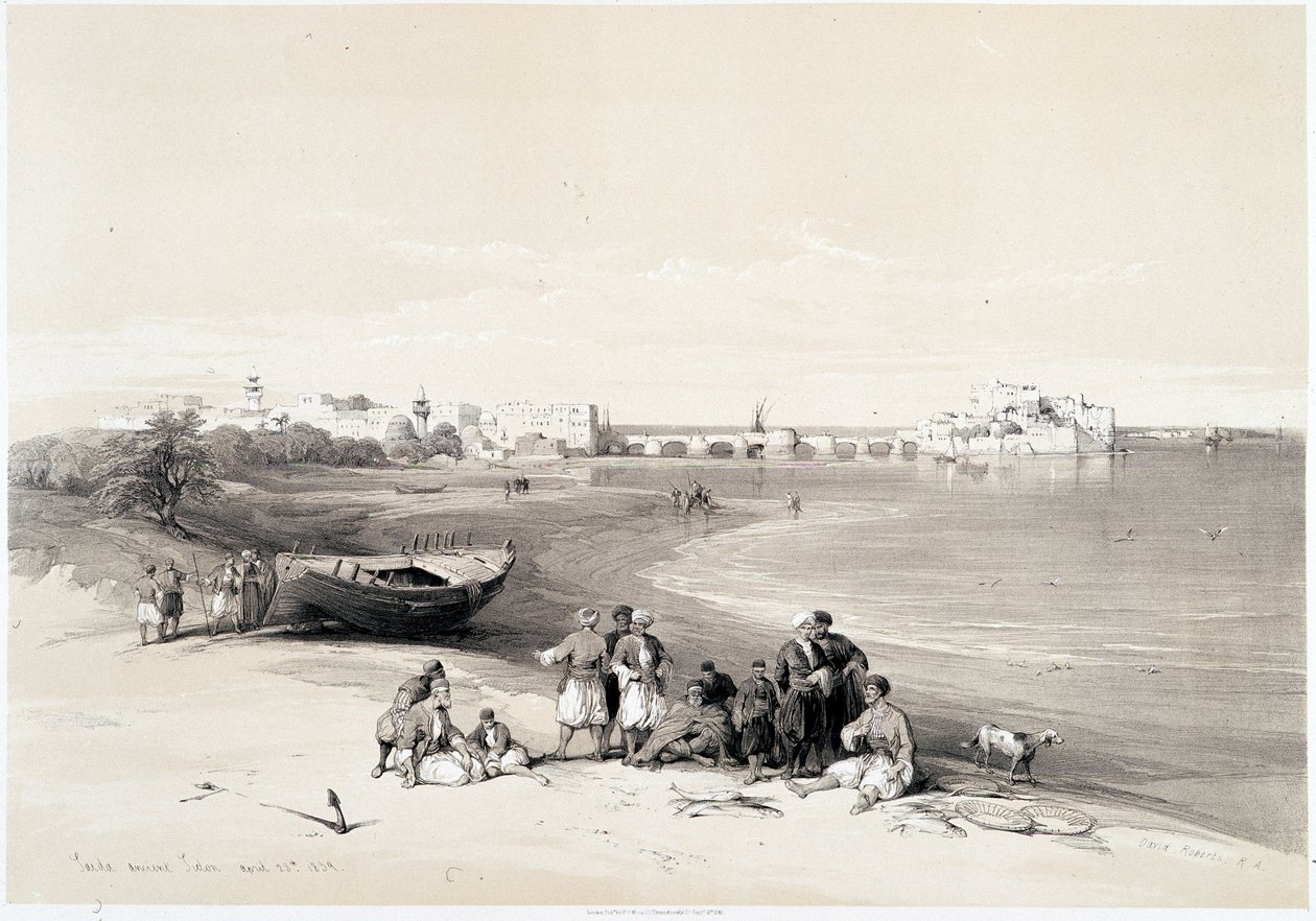 Sidón (Said), dibujo realizado el 28/04/1839 en “La Tierra Santa”, Londres 1849 de David Roberts