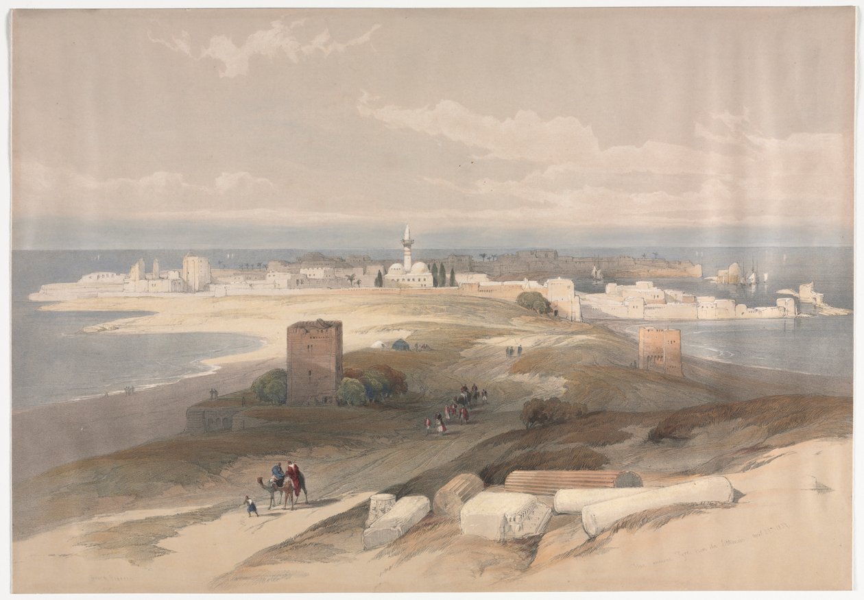 Sur o Tsor, Tiro Antiguo desde el Istmo, 1839 de David Roberts