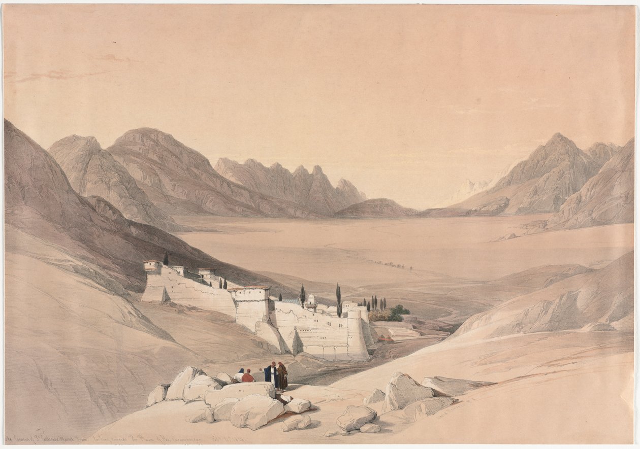 El Convento de Santa Catalina, Monte Sinaí, Mirando hacia la Llanura del Campamento de David Roberts