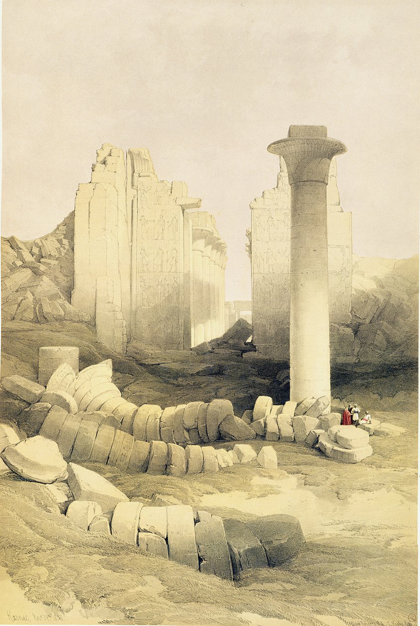 El Dromos o Sala Central del Gran Templo de Amón, Karnak, de Egipto y Nubia, Vol.2 de David Roberts