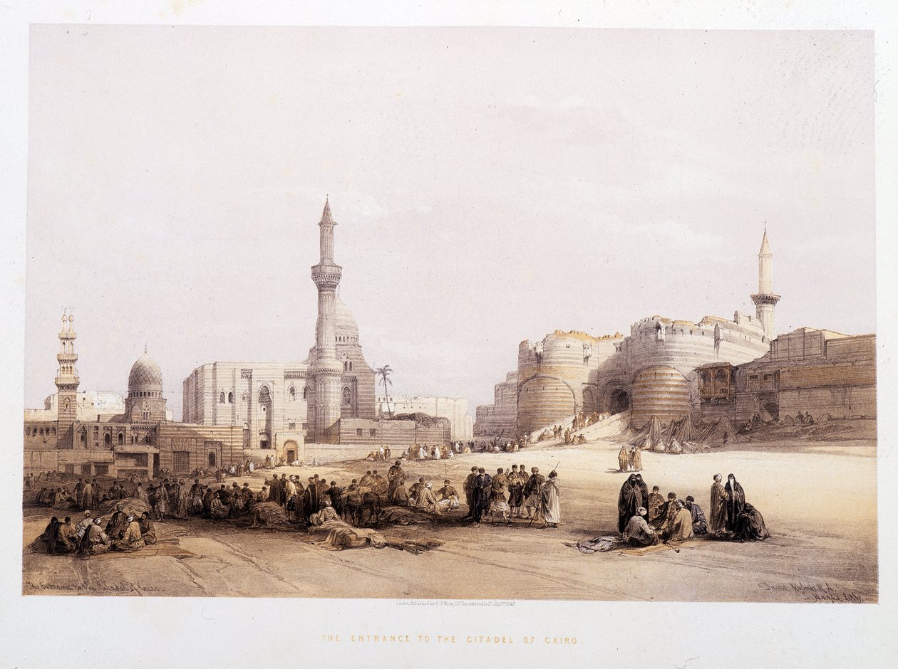 La Entrada de la Ciudadela de El Cairo - en “La Tierra Santa” por David Roberts, Londres 1849 de David Roberts