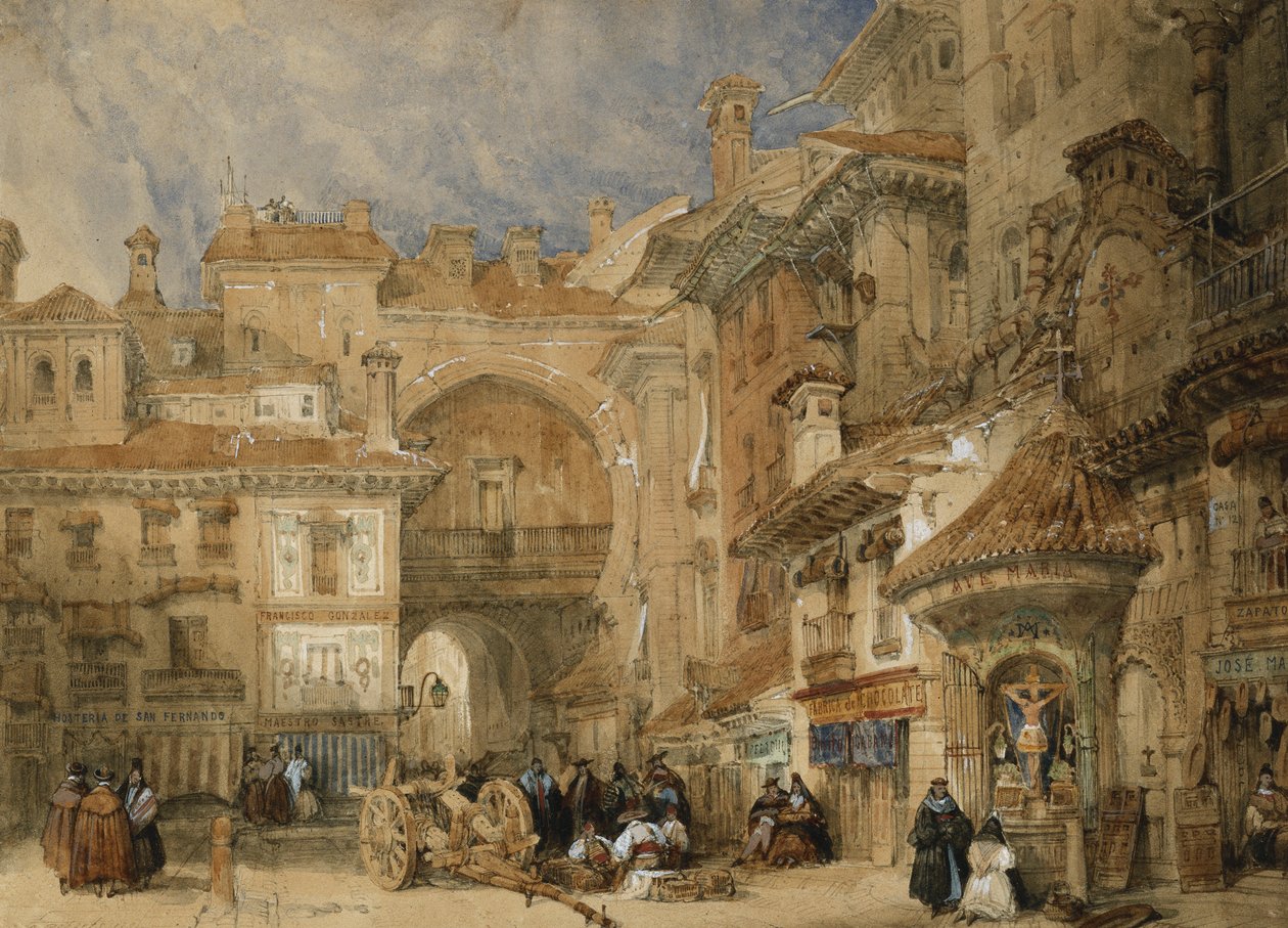 La puerta de la Viva Rambla, Granada, 1834 de David Roberts
