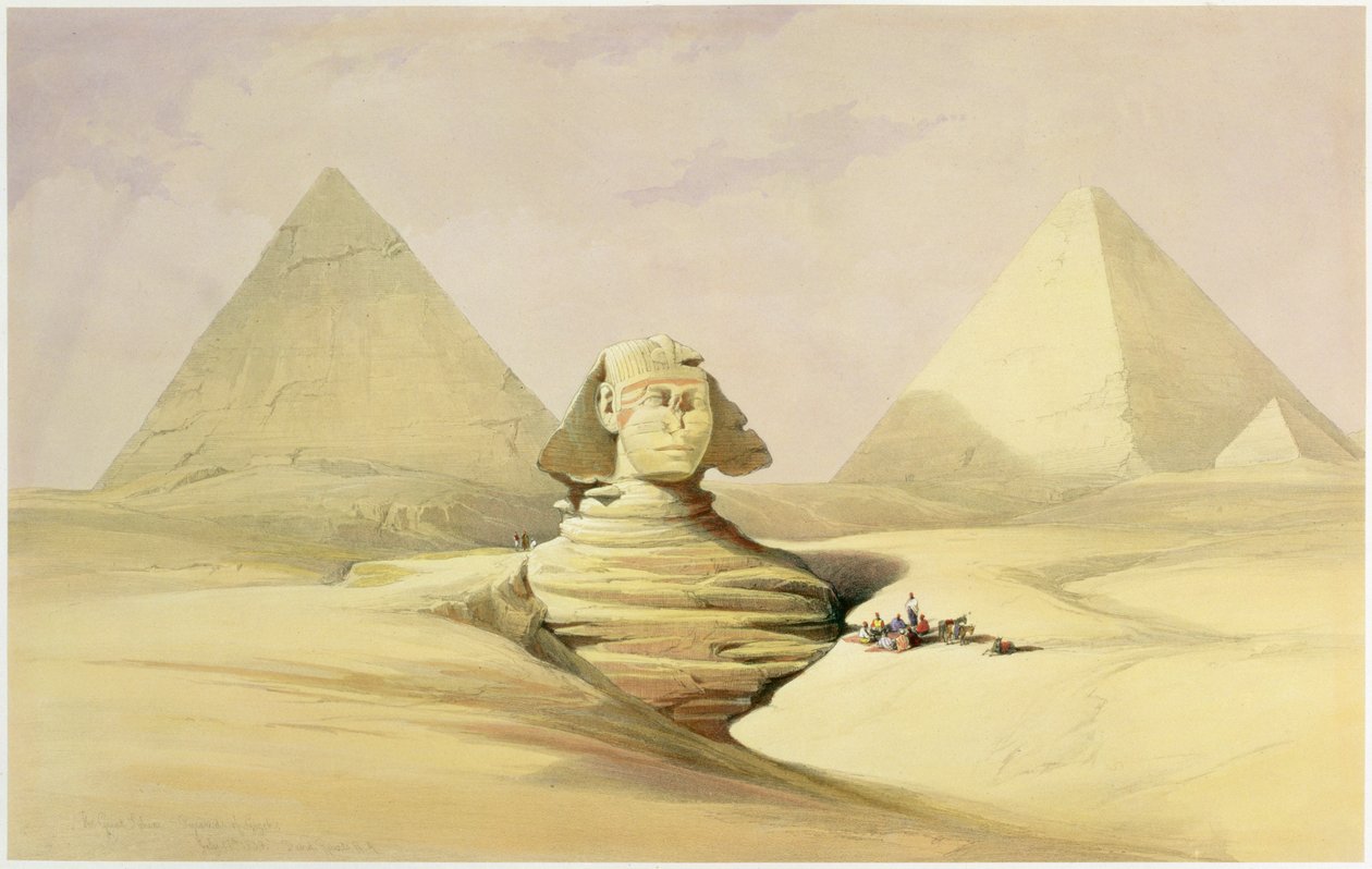 La Gran Esfinge y las Pirámides de Giza, Egipto, c1845 de David Roberts