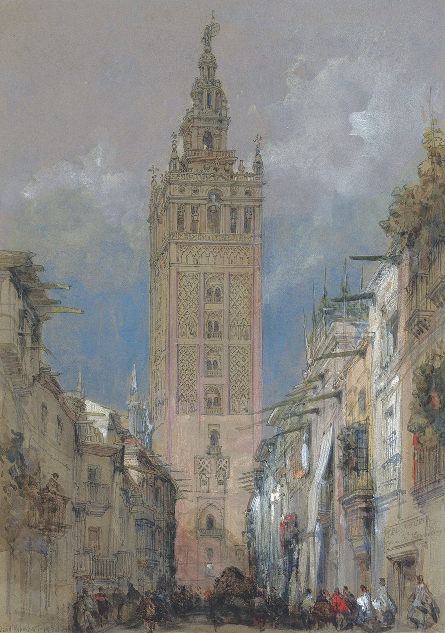 La torre morisca en Sevilla, llamada la Giralda, España de David Roberts