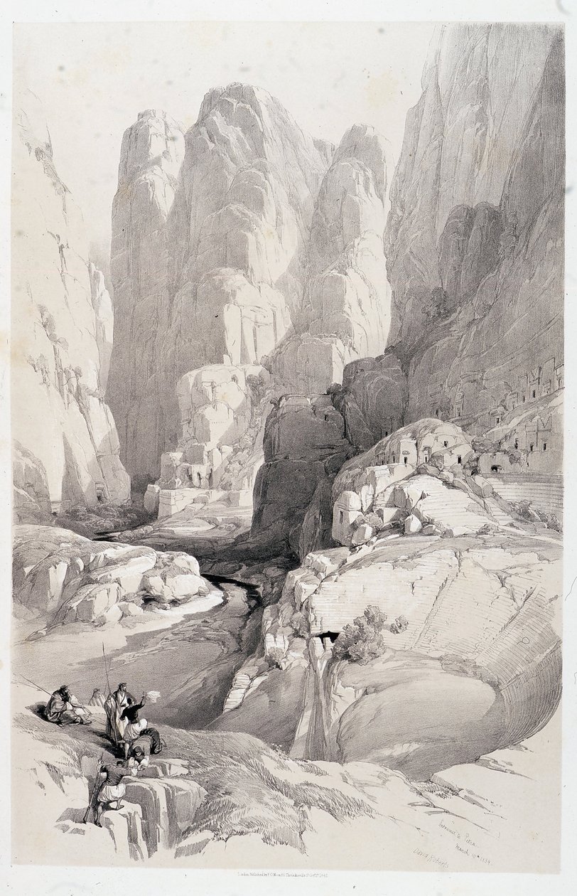 El Teatro (entrada a Petra), dibujo realizado el 10/03/1839 en “La Tierra Santa”, Londres 1849 de David Roberts