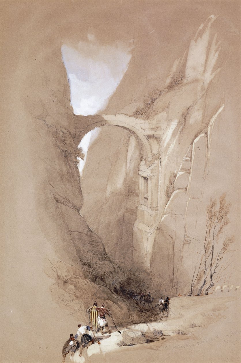 El arco triunfal cruzando el barranco que conduce a Petra, 1839 de David Roberts