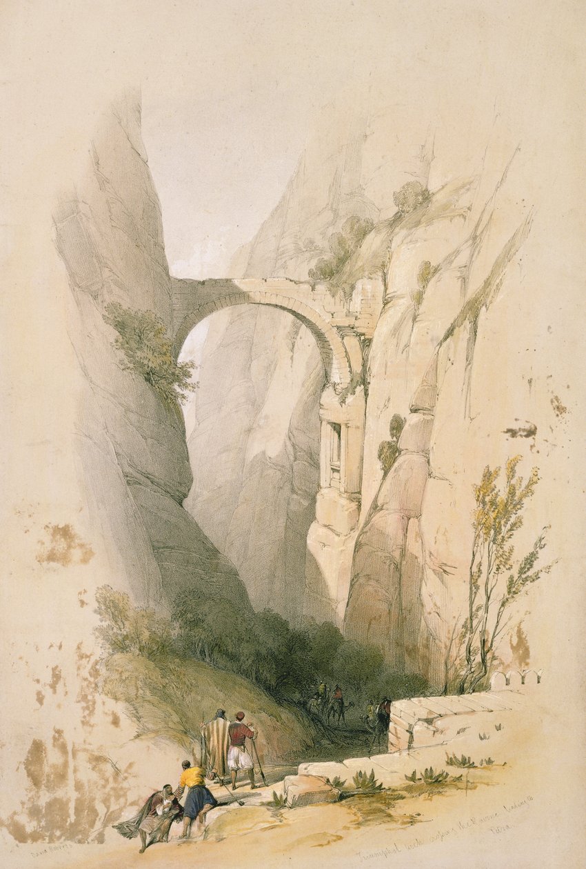 Arco de Triunfo cruzando el barranco que conduce a Petra, lámina 95 del Volumen III de 