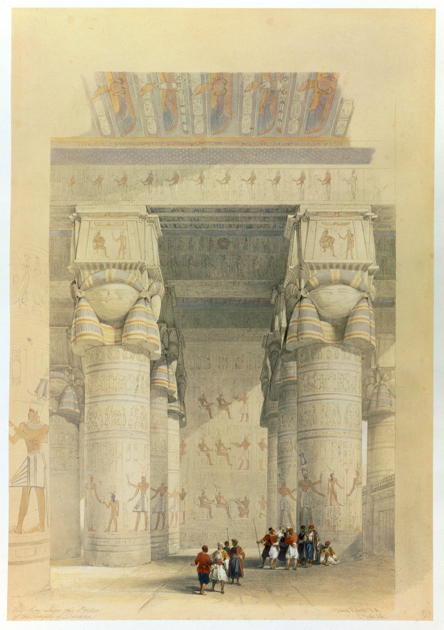 Vista desde el pórtico del Templo en Denderah, Egipto de David Roberts