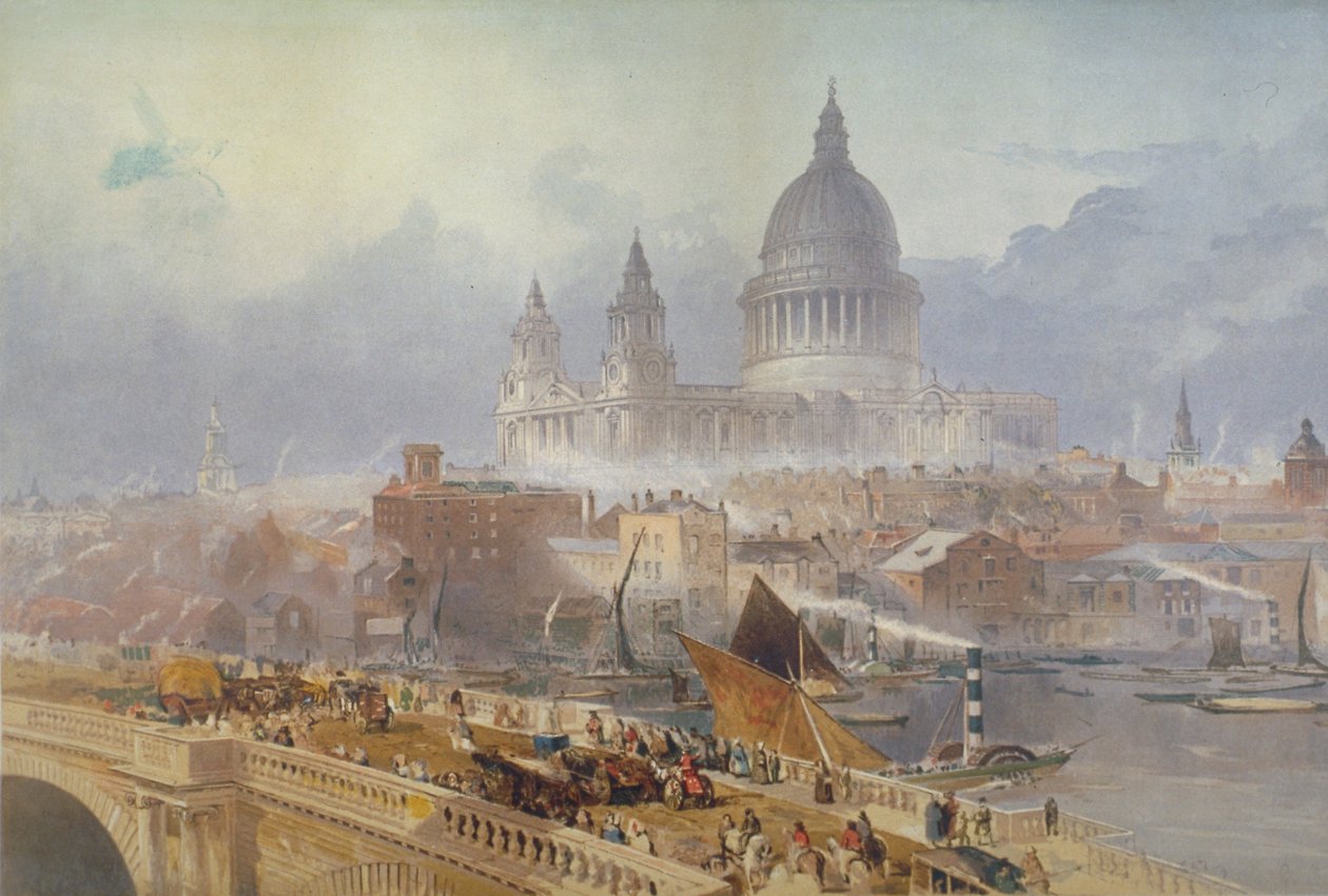 Vista del Puente de Blackfriars y la Catedral de San Pablo, Londres, 1840 de David Roberts