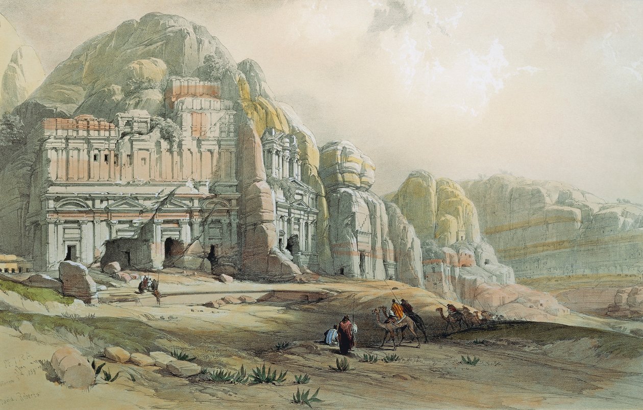 Vista de las ruinas de Petra, Jordania de David Roberts