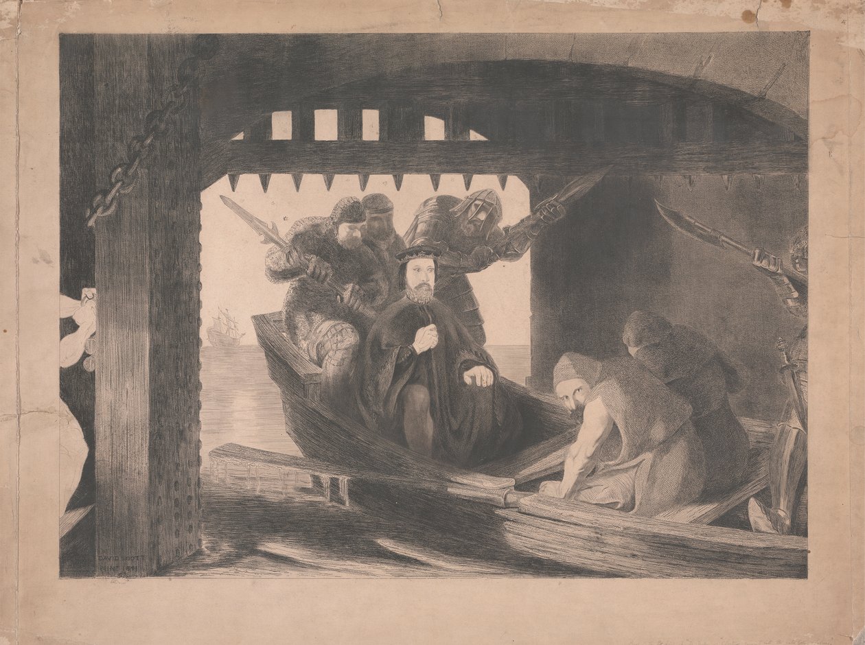 Duque de Gloucester llevado a la Puerta del Agua de Calais, 1380 de David Scott