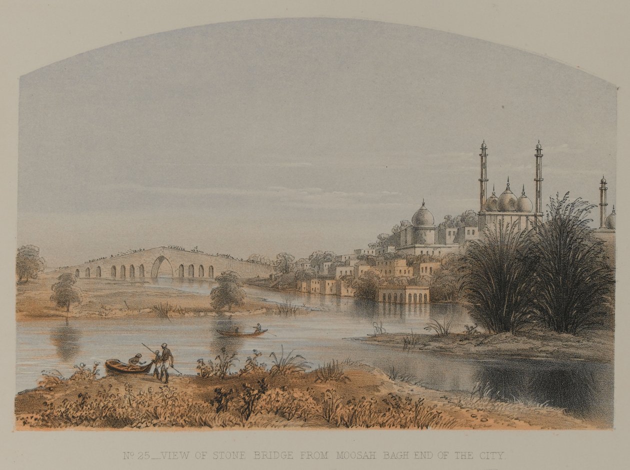 Vista del Puente de Piedra desde el extremo de la ciudad de Moosah Bagh de David Scott Lieutenant Colonel (after) Dodgson