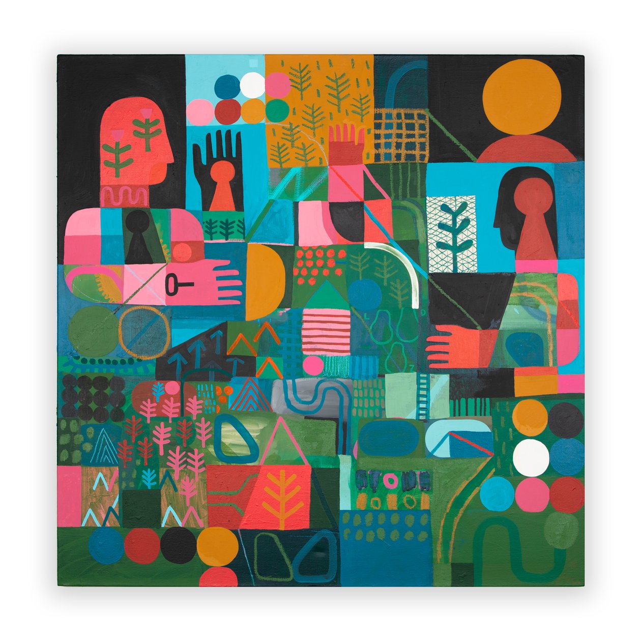 An Emotional Map Of A Celestial Body, 2023 (pintura mixta y collage sobre lienzo) de David Shillinglaw