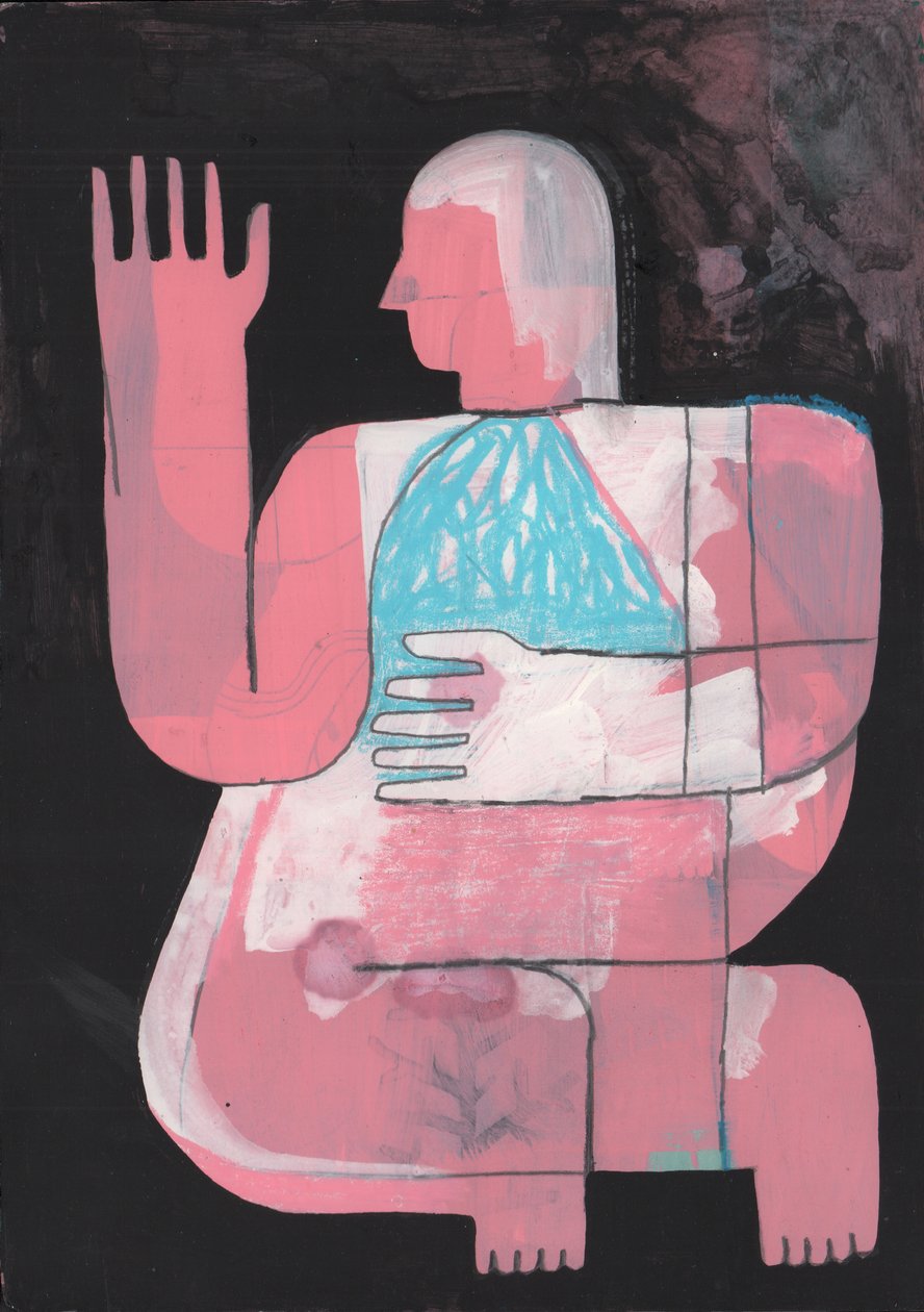 Black And Blue 7, 2023 (pintura mixta sobre papel) de David Shillinglaw