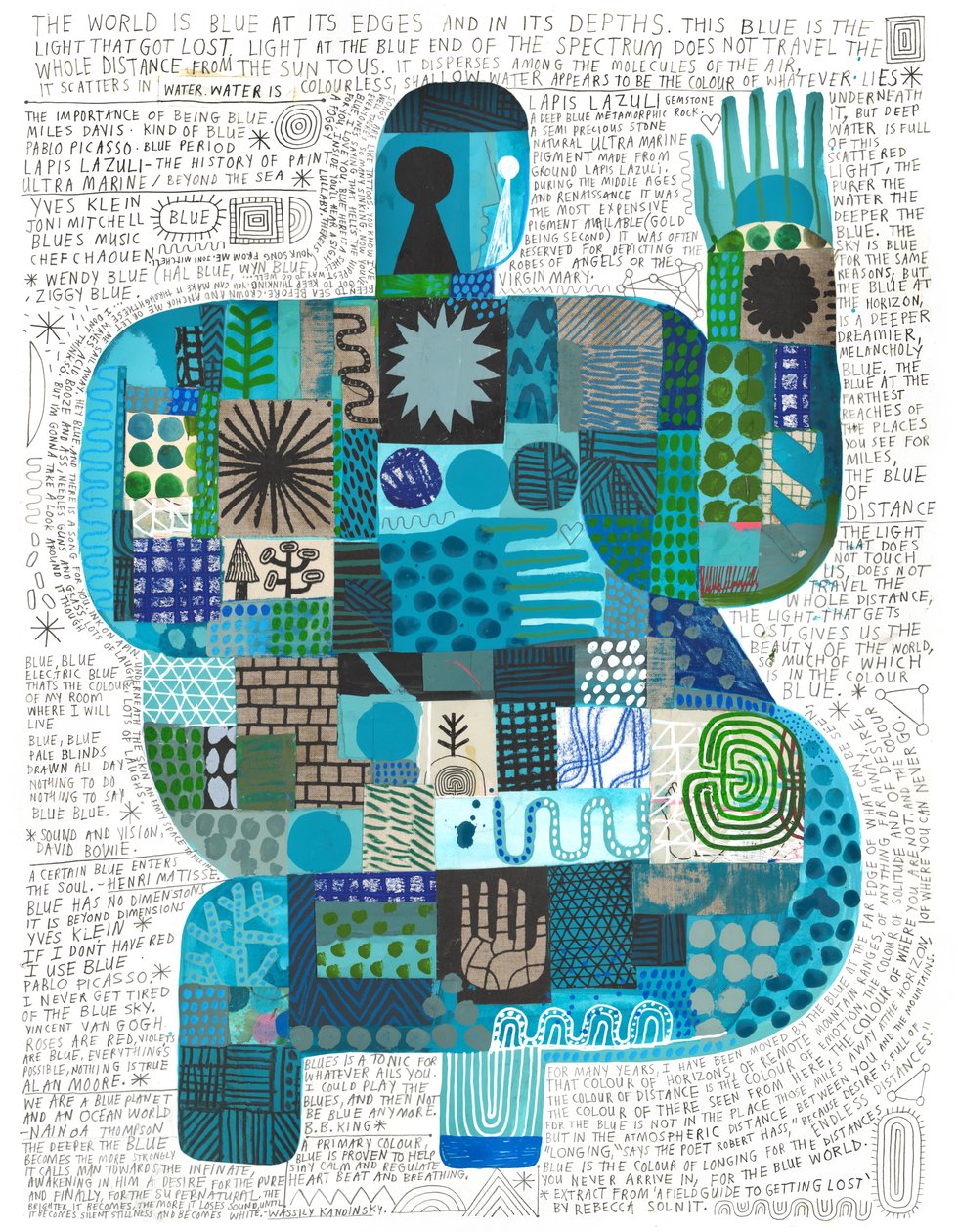 Blue At Its Edges, 2023 (acrílico y lápiz sobre papel) de David Shillinglaw
