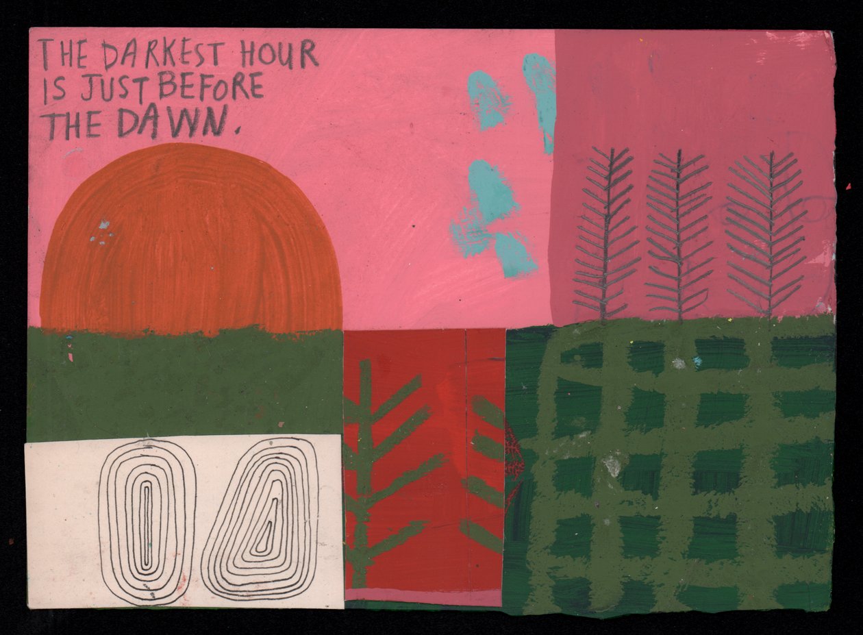 La hora más oscura es justo antes del amanecer, 2023 (pintura y collage) de David Shillinglaw