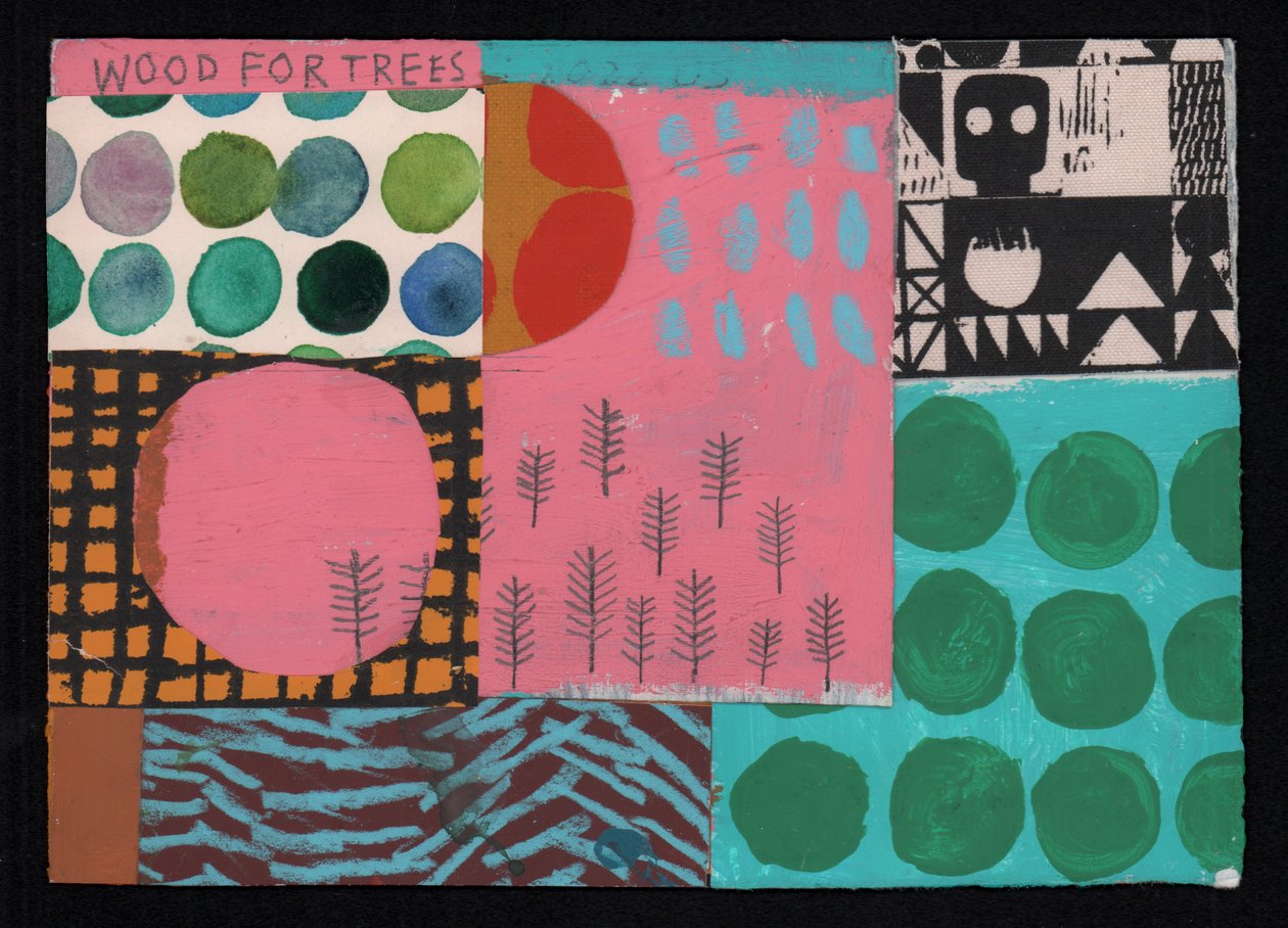 Wood For Trees, 2023 (pintura y collage) de David Shillinglaw