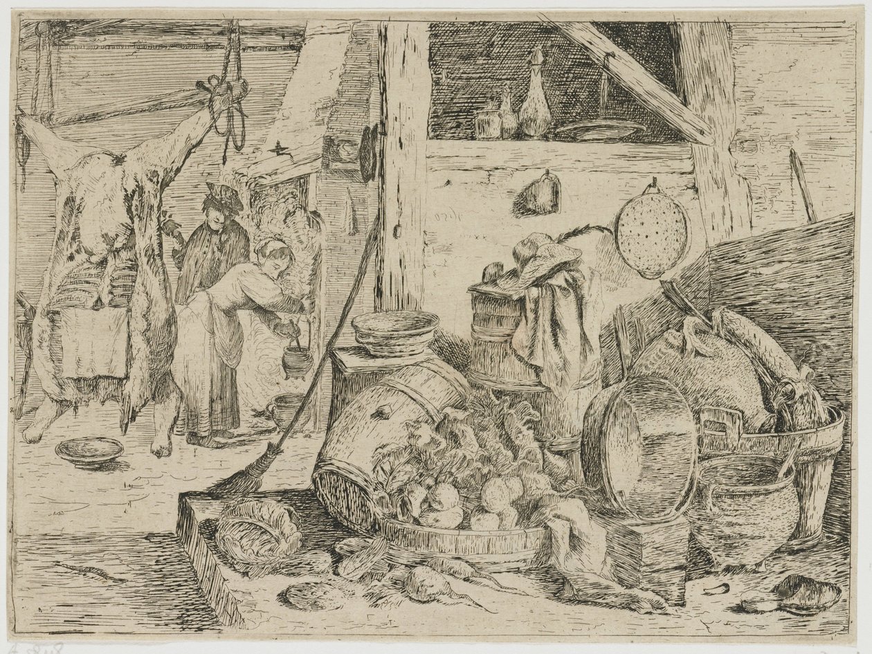 interior de la cocina de David Teniers (II) (attributed to)