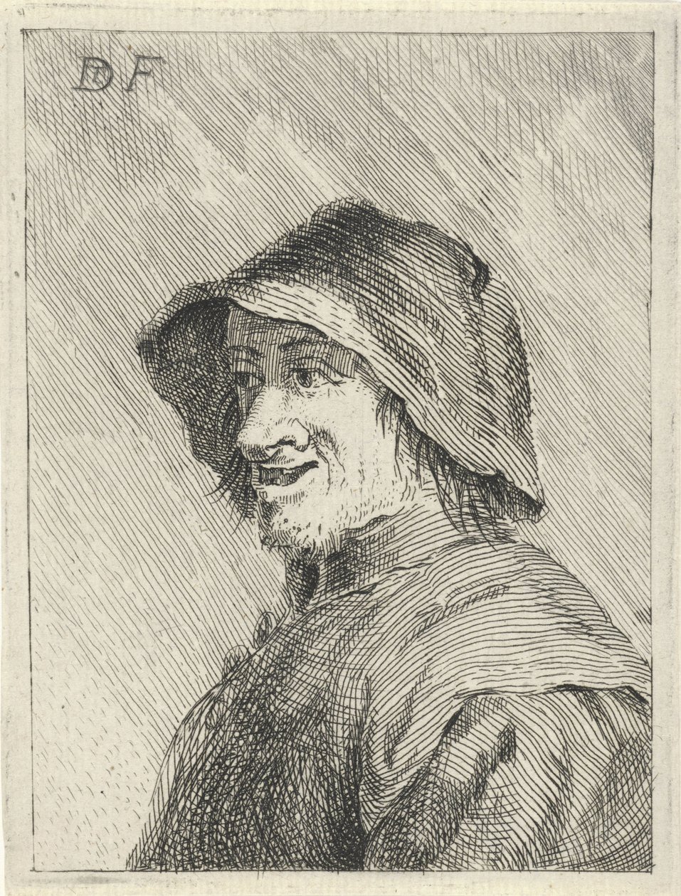 Granjero con sombrero en la cabeza a la izquierda de David Teniers (II)