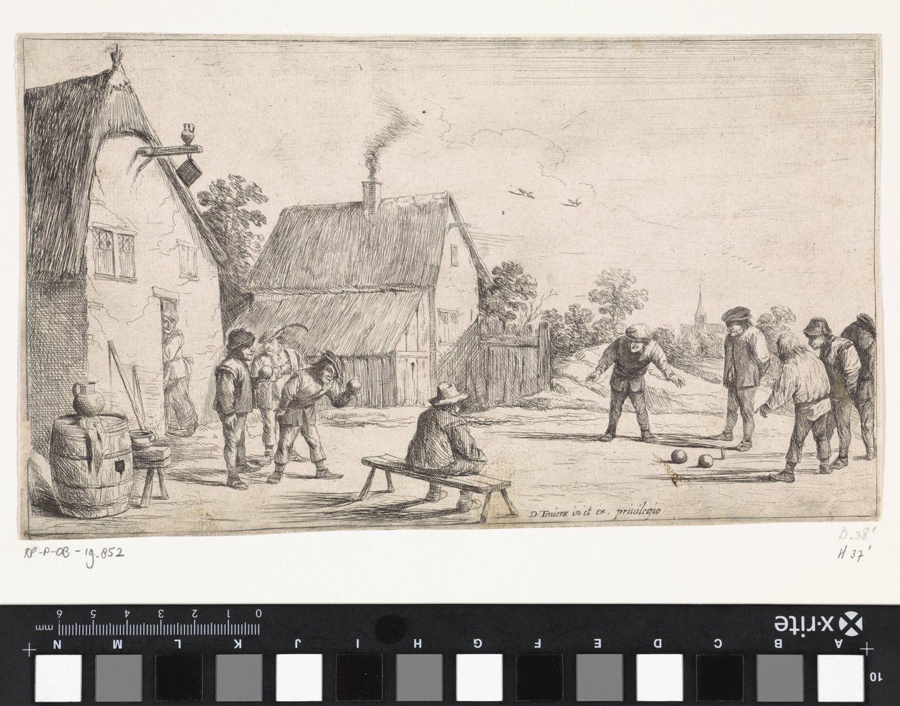 Los granjeros juegan a la petanca Escenas de género al aire libre (título de serie) de David Teniers (II)