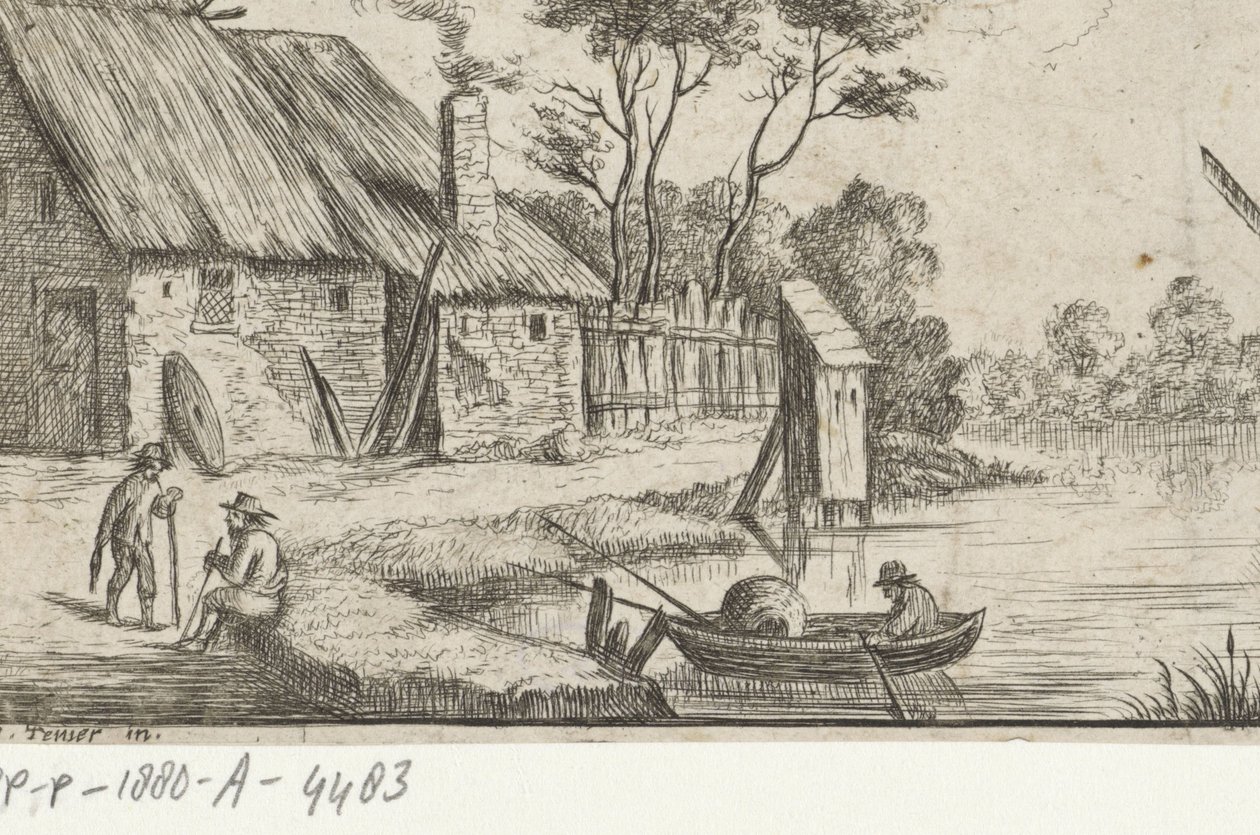 paisaje con granja y agua de David Teniers (II)