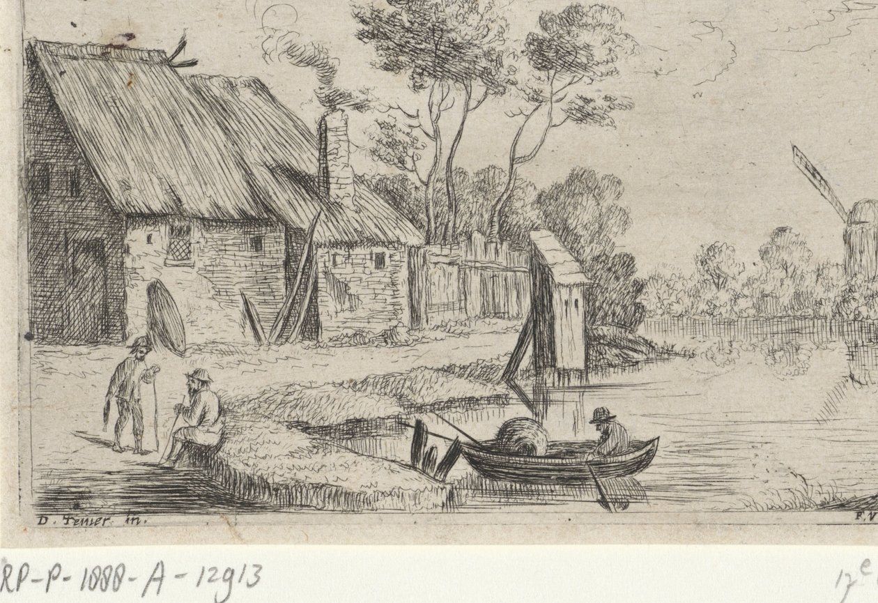 paisaje con granja y agua de David Teniers (II)