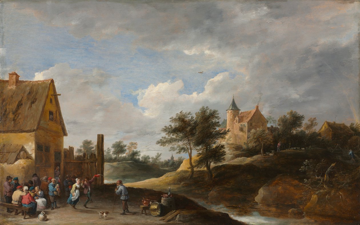 Paisaje con campesinos bailando, c. 1645-1650 de David Teniers the Elder