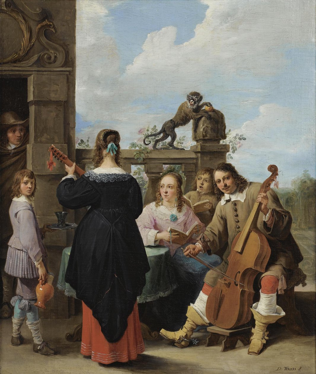 Concierto familiar en una terraza de David Teniers the Younger