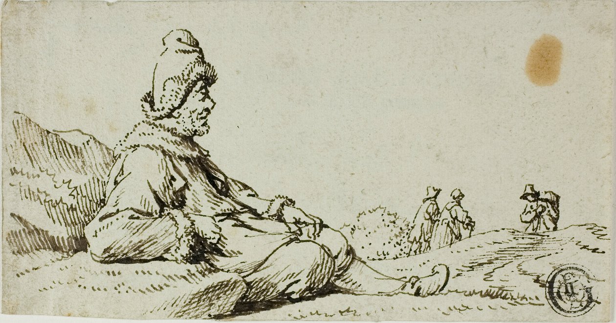 Hombre descansando en un paisaje de David Teniers the Younger