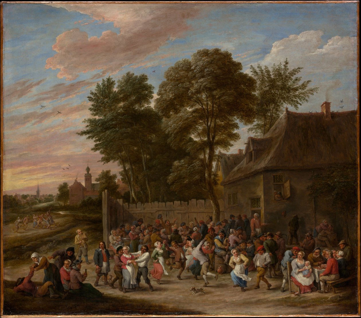 Campesinos bailando y festejando de David Teniers the Younger