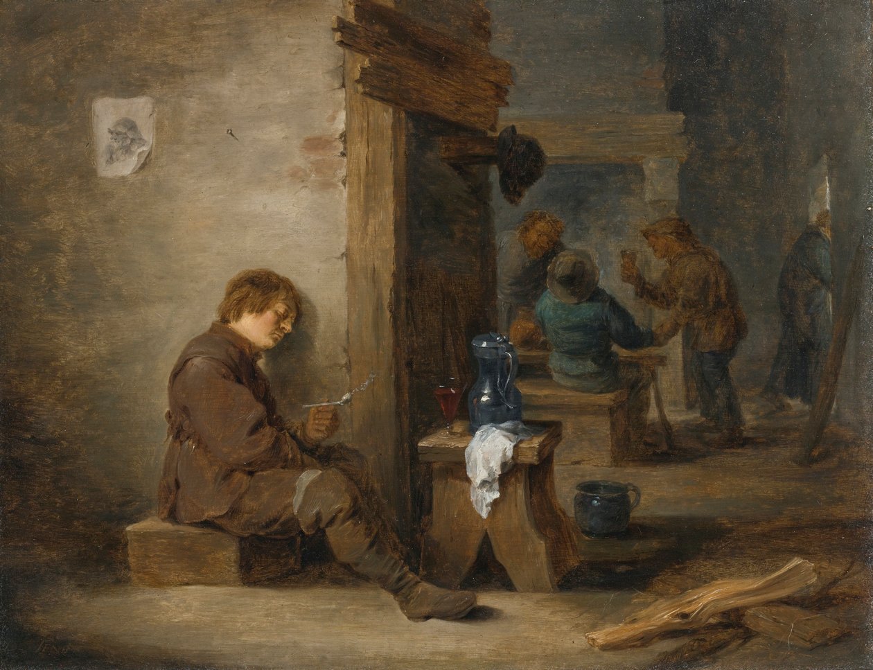 Campesinos fumando y bebiendo de David Teniers the Younger