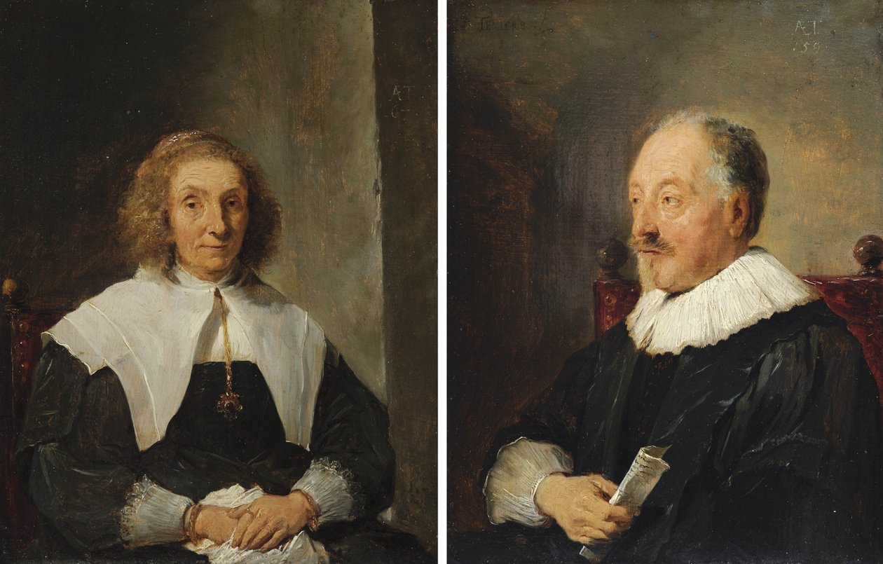 Retrato de mujer y Retrato de hombre de David Teniers the Younger