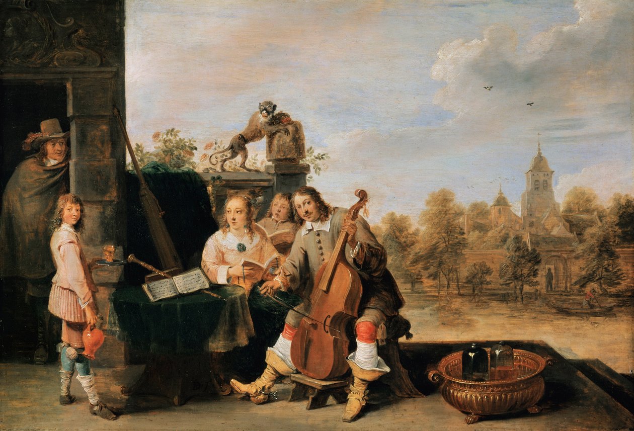 Autorretrato con Familia, c. 1645 de David Teniers the Younger