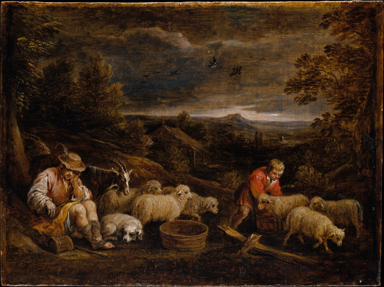 Pastores y ovejas de David Teniers the Younger
