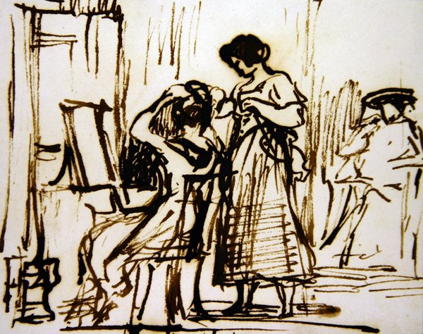 Un interior con una mujer peinándose de David Wilkie