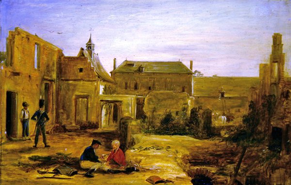 Soldados en las ruinas del castillo de Hougoumont, Waterloo de David Wilkie
