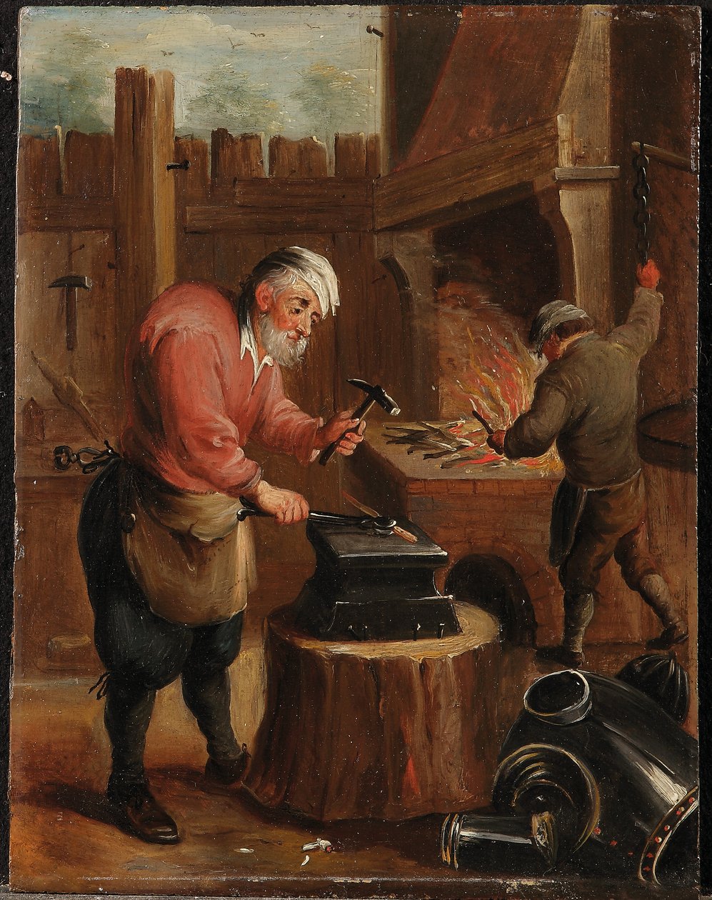 Una alegoría de los cuatro elementos: Fuego (óleo sobre tabla) de David the Younger (follower of) Teniers