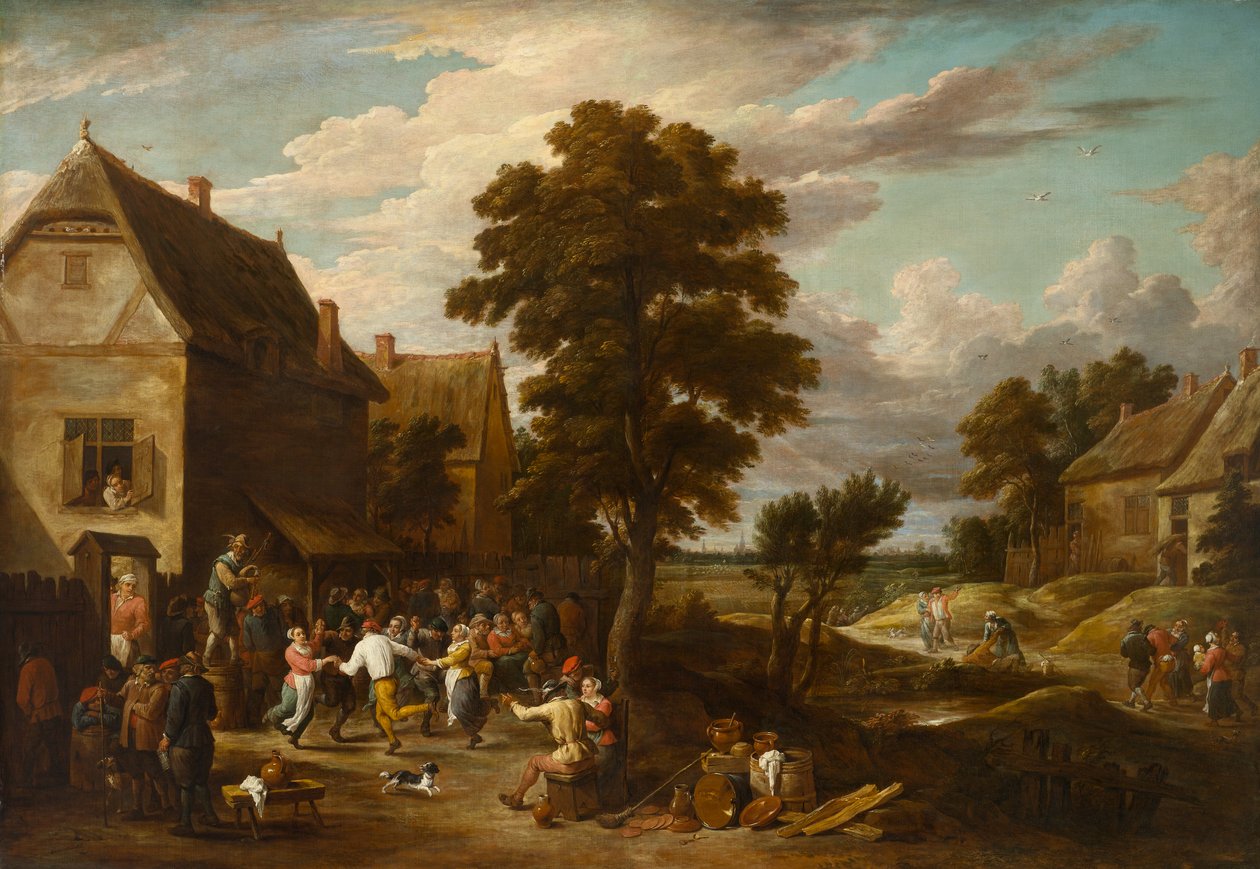 Bailarinas en una posada de la aldea, alrededor de la década de 1660 (óleo sobre lienzo) de David the Younger (workshop of) Teniers