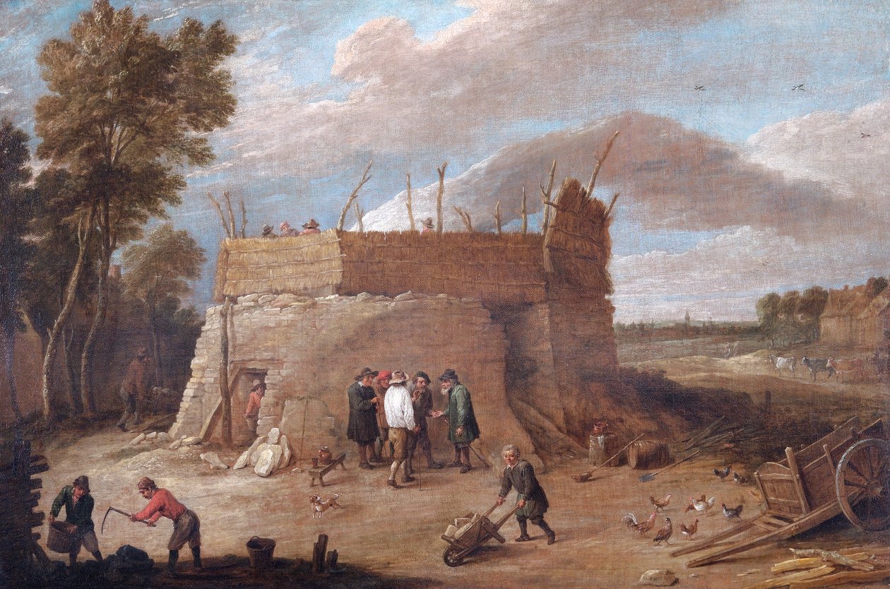 Un horno de cal con figuras (óleo sobre lienzo) de David Teniers the Younger