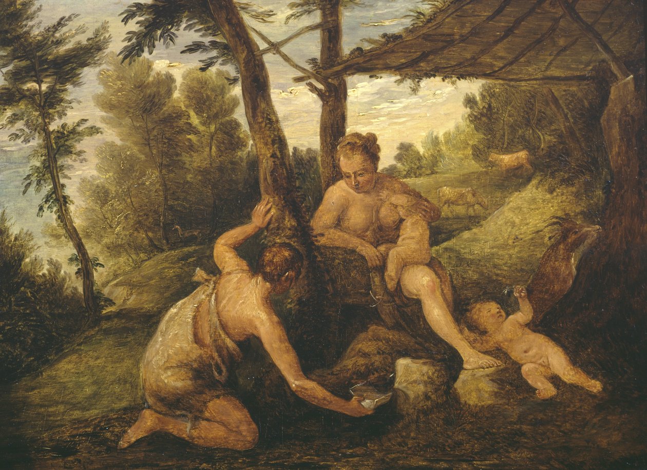 Adán y Eva después de la Expulsión (después de Paulo Veronese y su estudio) de David Teniers the Younger