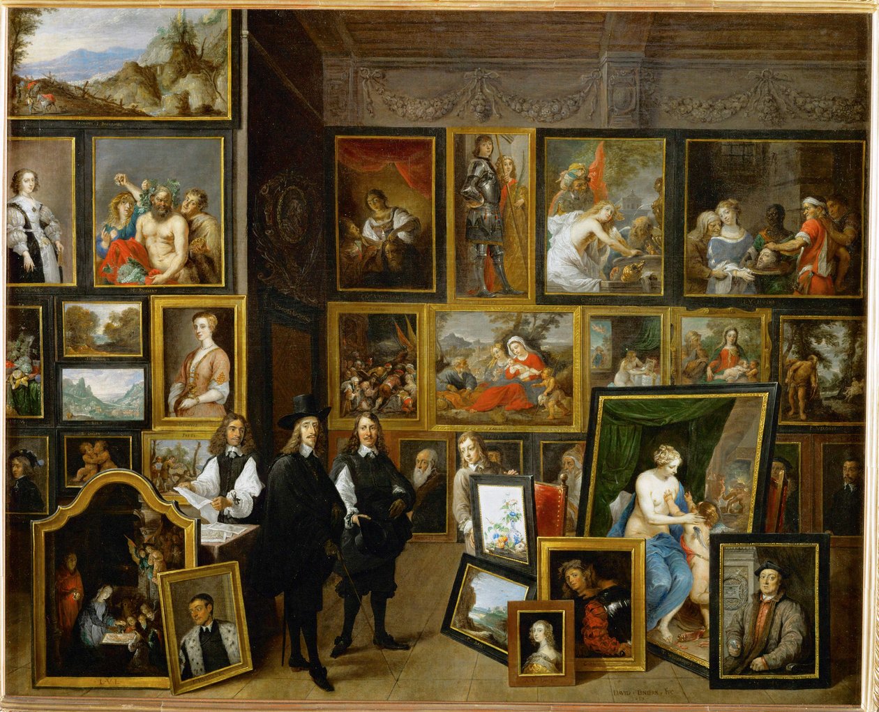 El archiduque Leopoldo Guillermo entre sus obras de arte en la galería del archiduque en Bruselas de David the Younger Teniers
