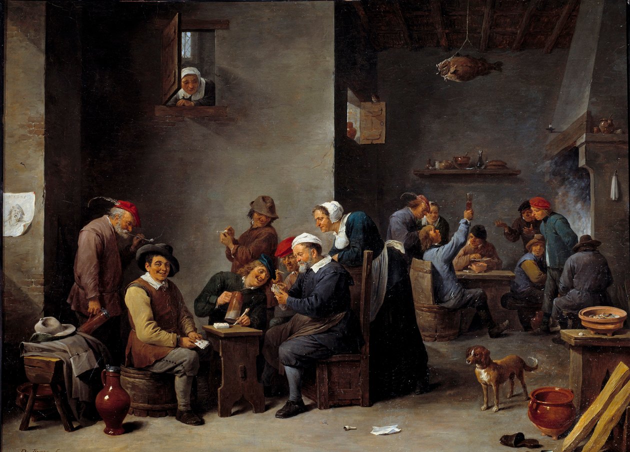 Interior de cabaret. El juego de cartas de David Teniers the Younger